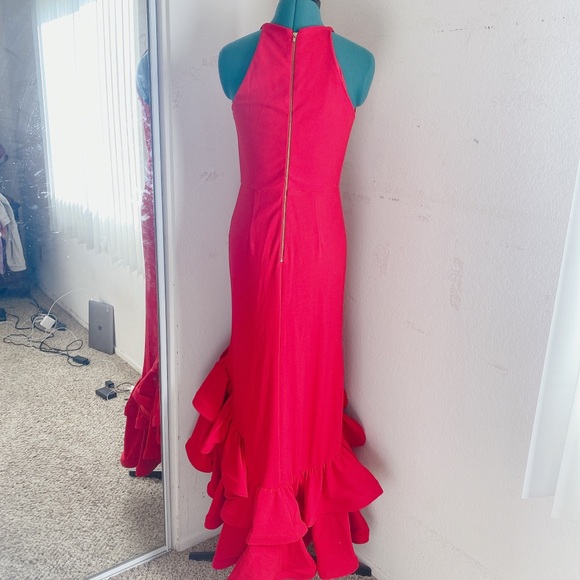 RED BETSY AND ADAM RUFFLE BODYCON SEXY DRESS SZ 8 - Picture 8 of 11